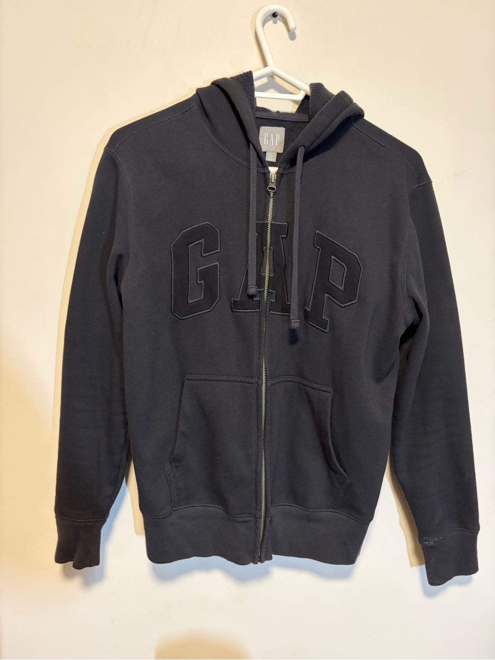 GAP Black Kids Zip Hoodie with Embossed Logo